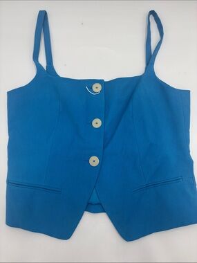 MANGO Suit Vest with Open Back in Blue